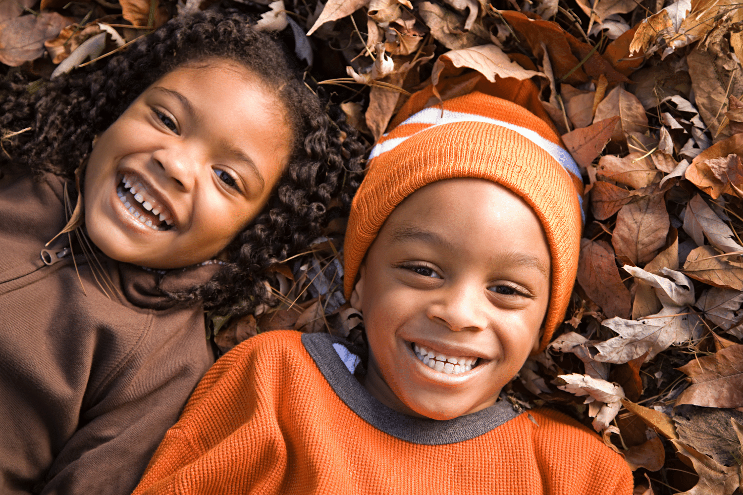 Happy children in autumn