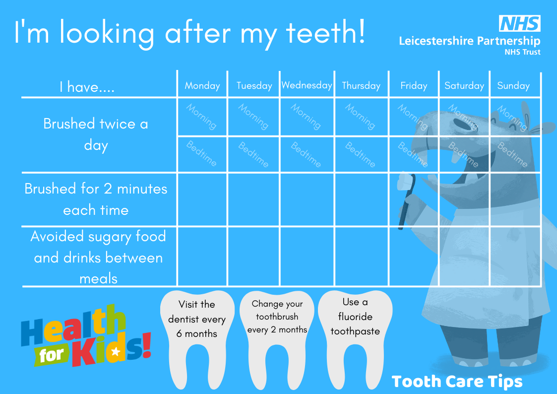 Tooth Brushing reward chart (2) - Leicester, Leicestershire and Rutland